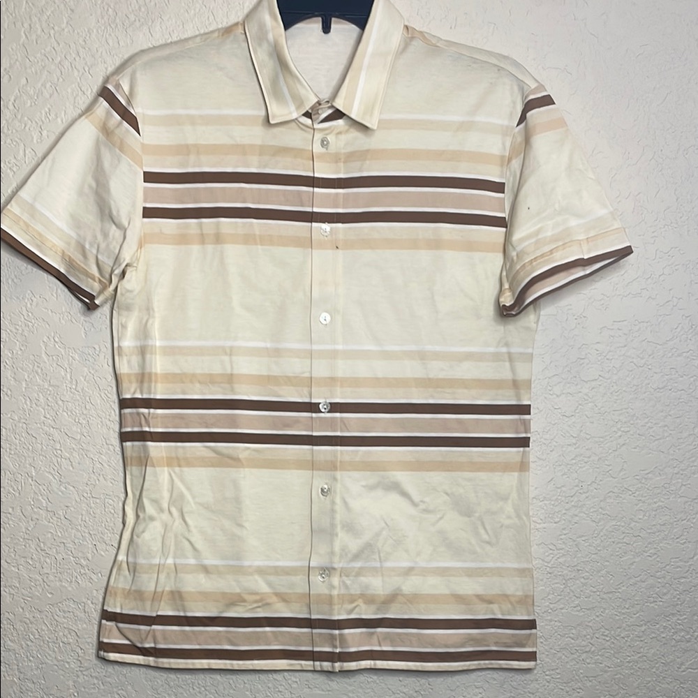 Dolce & Gabbana Cream and Brown Casual Button Down Shirt